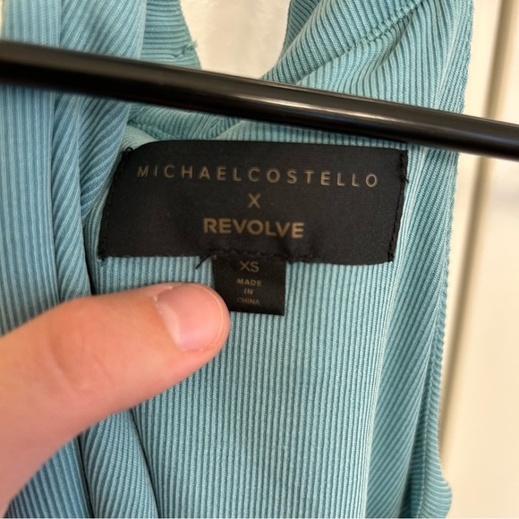 Michael Costello x Revolve Blue Tie Front Crop Top XS Long Sleeve - Picture 2 of 7